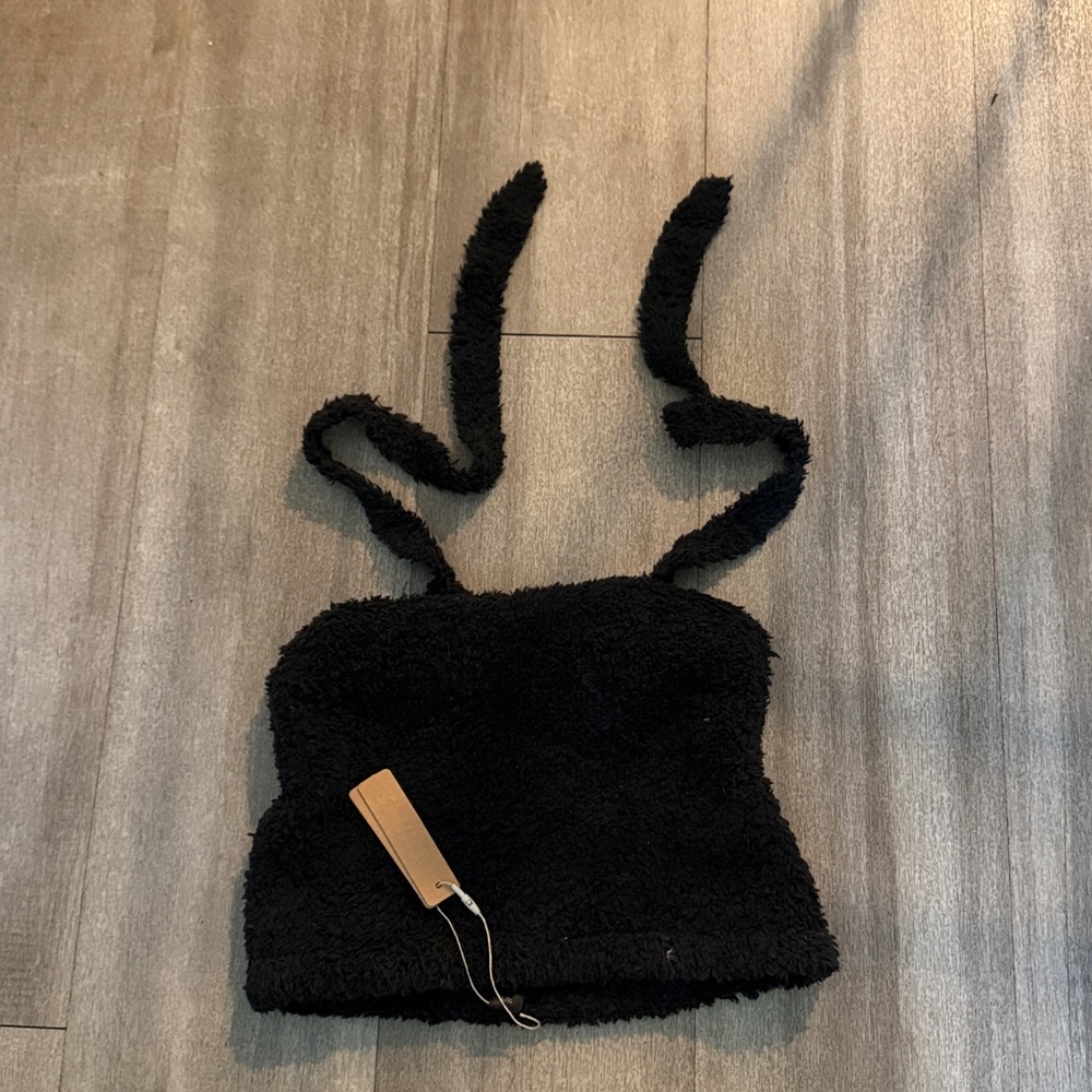 Skims Black Onyx Backless Cropped Top Size L/XL New